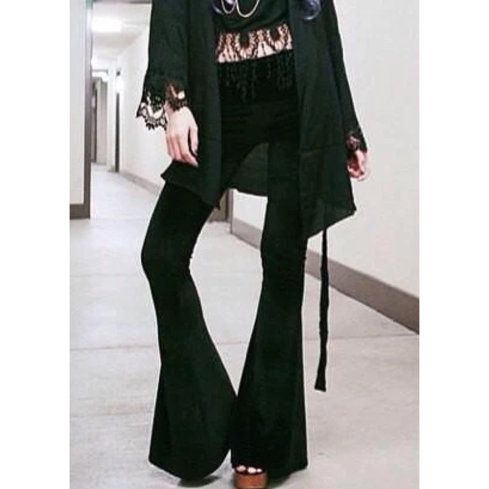 PYLO black velvet bell bottoms